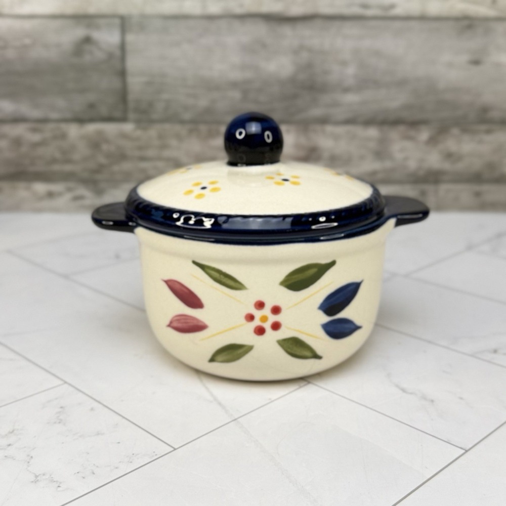 Temptations by Tara Old World Confetti Blue - 8 oz Bowl w/ Lid